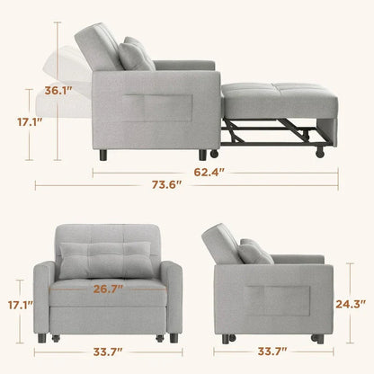 Divano letto trasformabile 3-in-1, Poltrona letto estraibile, Letto pieghevole convertibile per soggiorno