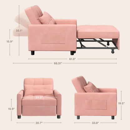 Divano letto trasformabile 3-in-1, Poltrona letto estraibile, Letto pieghevole convertibile per soggiorno