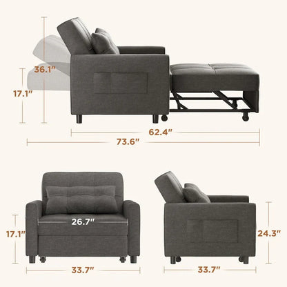 Divano letto trasformabile 3-in-1, Poltrona letto estraibile, Letto pieghevole convertibile per soggiorno
