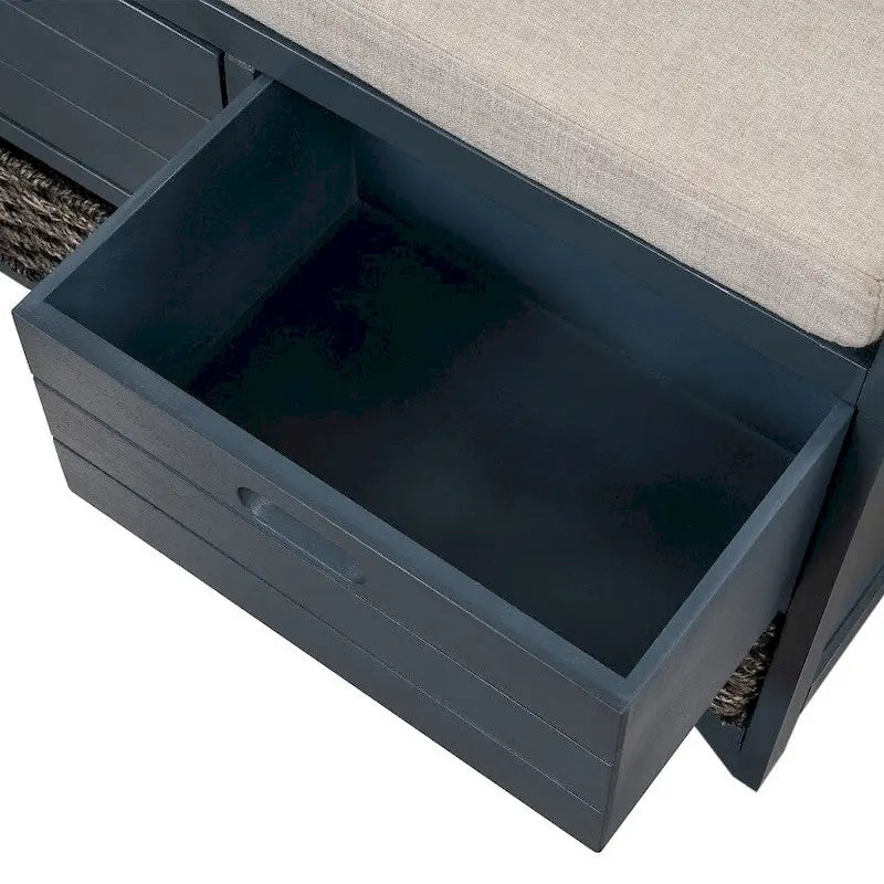Panca Contenitore da Ingresso con Cesti Rimovibili e 2 Cassetti, con Cuscino Rimovibile per il Soggiorno