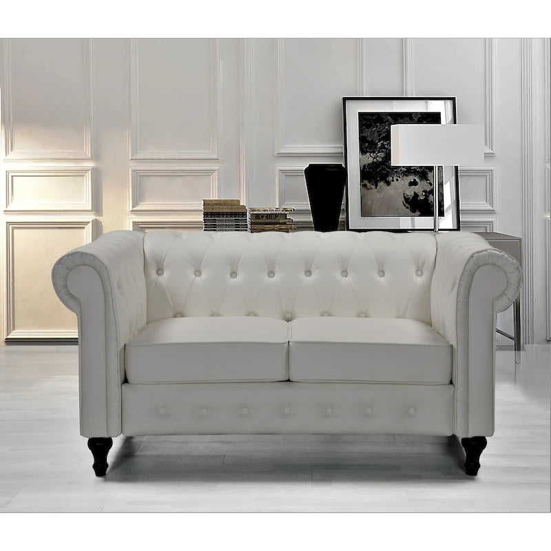 Divanetto Chesterfield Classico con Trapuntatura a Diamante e Rivestimento in Velluto Bicolore