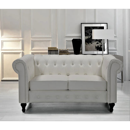 Divanetto Chesterfield Classico con Trapuntatura a Diamante e Rivestimento in Velluto Bicolore