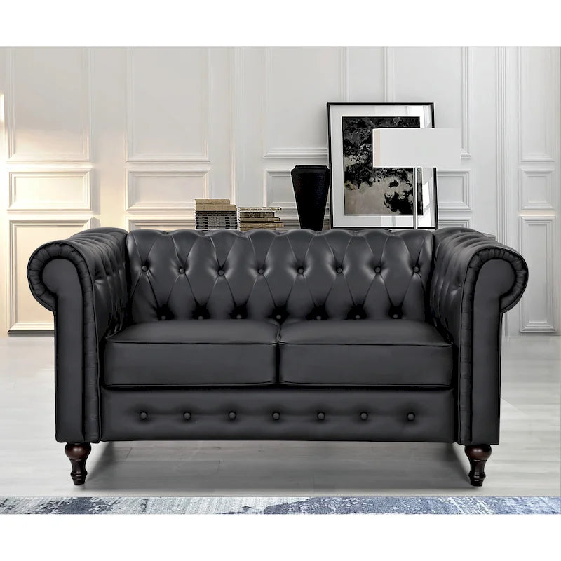 Divanetto Chesterfield Classico con Trapuntatura a Diamante e Rivestimento in Velluto Bicolore