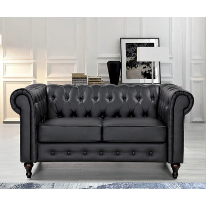 Divanetto Chesterfield Classico con Trapuntatura a Diamante e Rivestimento in Velluto Bicolore