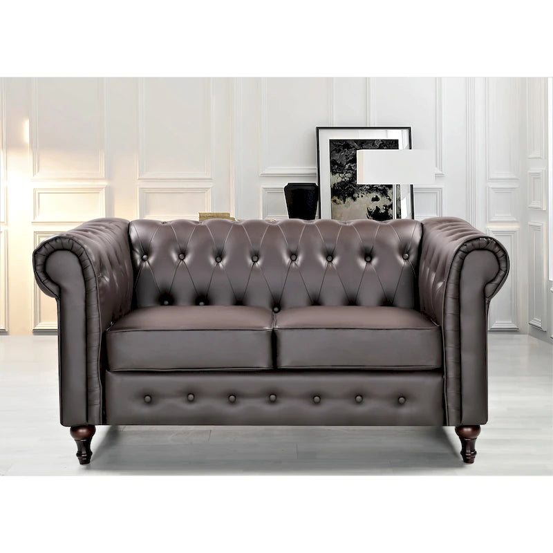 Divanetto Chesterfield Classico con Trapuntatura a Diamante e Rivestimento in Velluto Bicolore