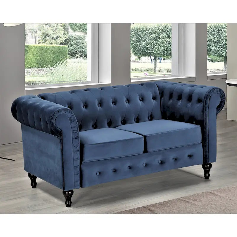 Divanetto Chesterfield Classico con Trapuntatura a Diamante e Rivestimento in Velluto Bicolore