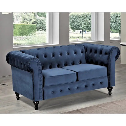 Divanetto Chesterfield Classico con Trapuntatura a Diamante e Rivestimento in Velluto Bicolore