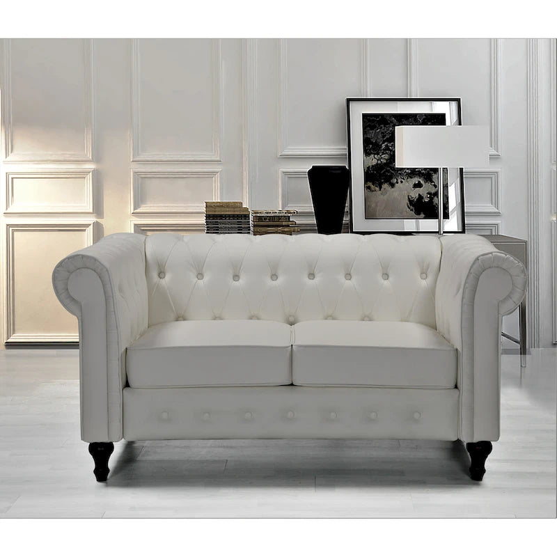 Divanetto Chesterfield Classico con Trapuntatura a Diamante e Rivestimento in Velluto Bicolore