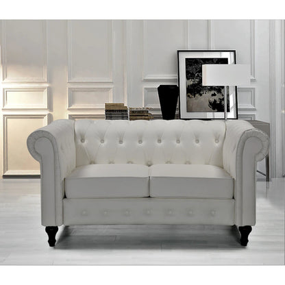 Divanetto Chesterfield Classico con Trapuntatura a Diamante e Rivestimento in Velluto Bicolore