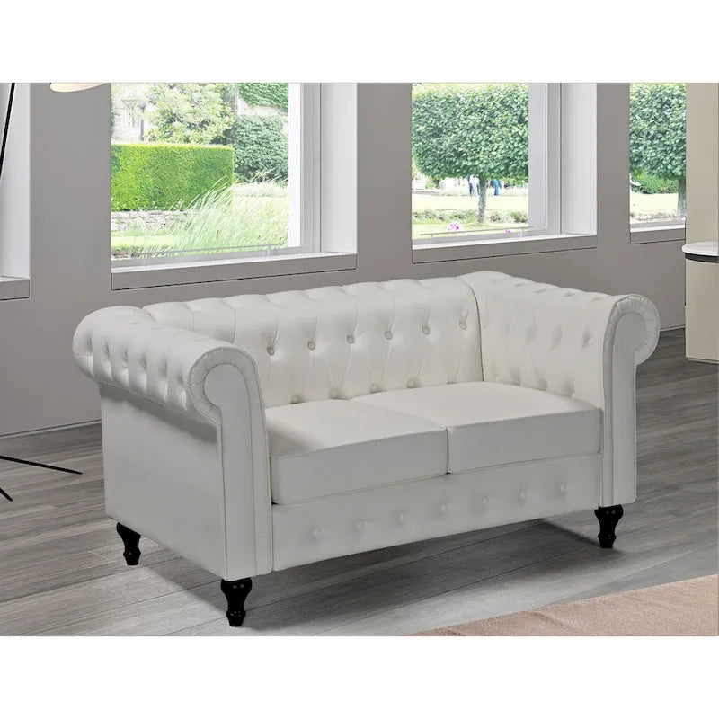 Divanetto Chesterfield Classico con Trapuntatura a Diamante e Rivestimento in Velluto Bicolore