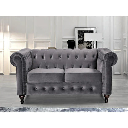 Divanetto Chesterfield Classico con Trapuntatura a Diamante e Rivestimento in Velluto Bicolore