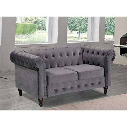 Divanetto Chesterfield Classico con Trapuntatura a Diamante e Rivestimento in Velluto Bicolore