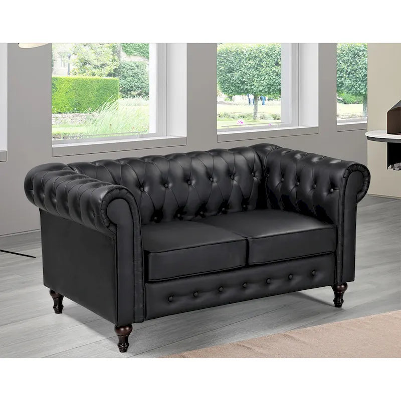Divanetto Chesterfield Classico con Trapuntatura a Diamante e Rivestimento in Velluto Bicolore
