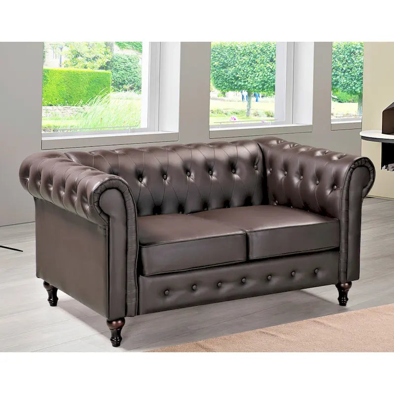 Divanetto Chesterfield Classico con Trapuntatura a Diamante e Rivestimento in Velluto Bicolore