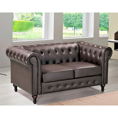 Divanetto Chesterfield Classico con Trapuntatura a Diamante e Rivestimento in Velluto Bicolore