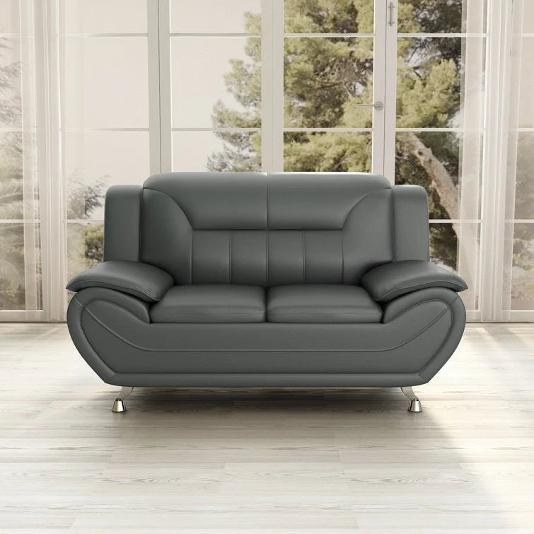 61.3-Inch Faux Leather Pillow Top Arm Loveseat