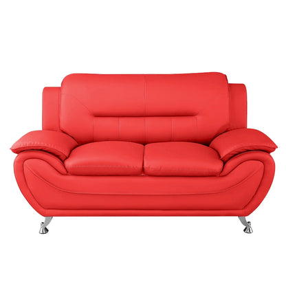 61.3-Inch Faux Leather Pillow Top Arm Loveseat