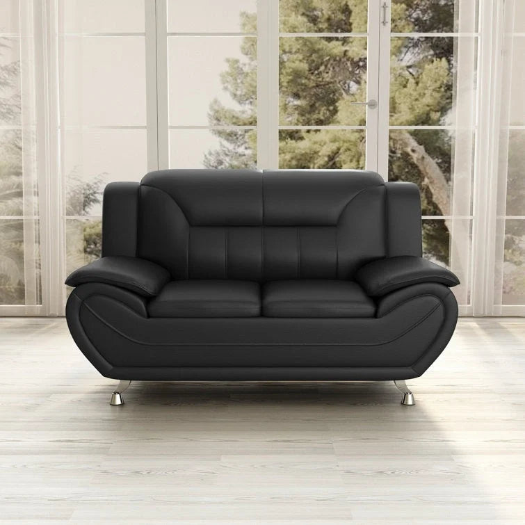 61.3-Inch Faux Leather Pillow Top Arm Loveseat