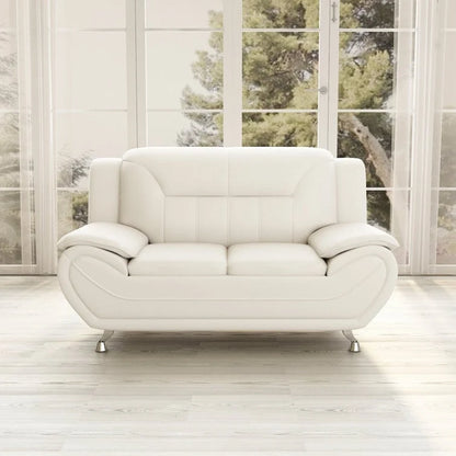 61.3-Inch Faux Leather Pillow Top Arm Loveseat