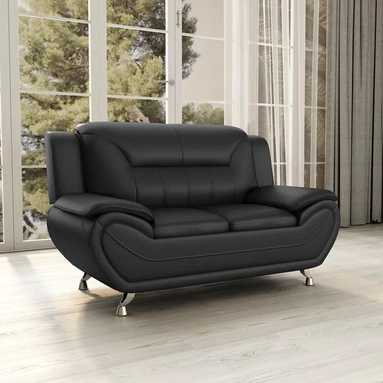 61.3-Inch Faux Leather Pillow Top Arm Loveseat