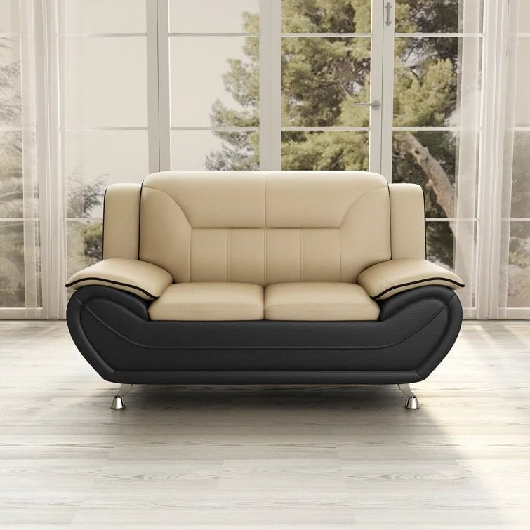 61.3-Inch Faux Leather Pillow Top Arm Loveseat