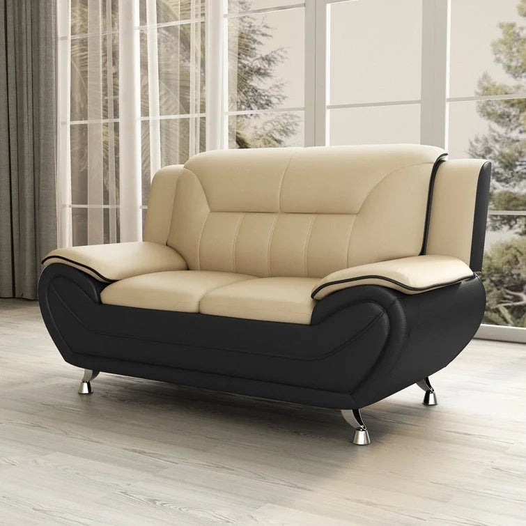 61.3-Inch Faux Leather Pillow Top Arm Loveseat