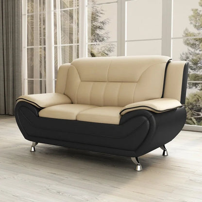 61.3-Inch Faux Leather Pillow Top Arm Loveseat