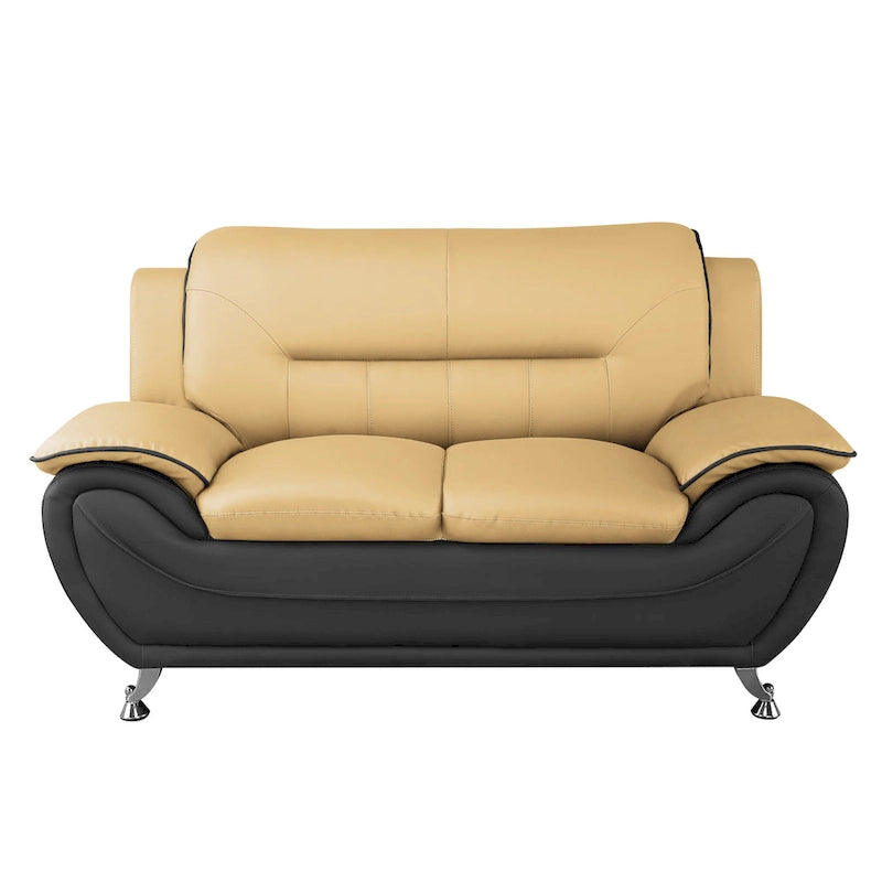 61.3-Inch Faux Leather Pillow Top Arm Loveseat