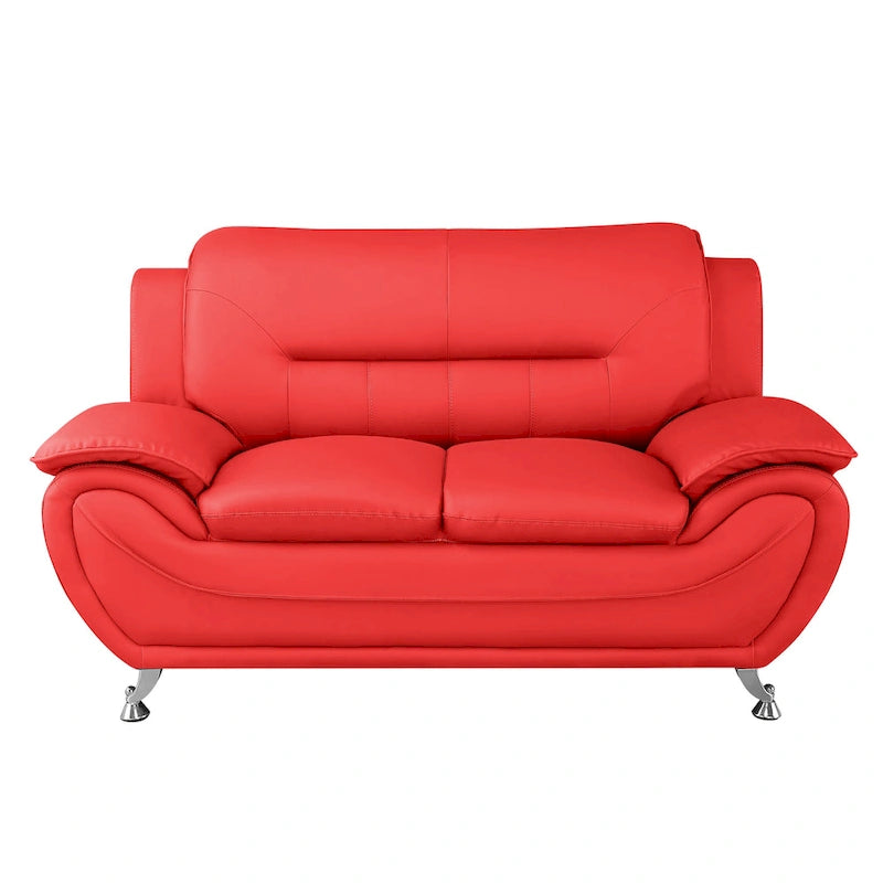 61.3-Inch Faux Leather Pillow Top Arm Loveseat