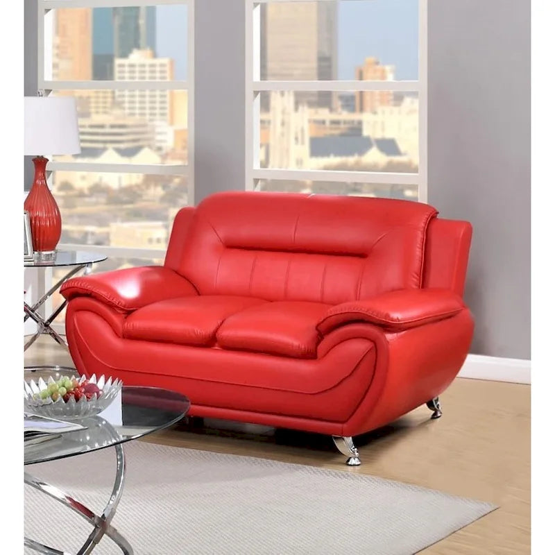 61.3-Inch Faux Leather Pillow Top Arm Loveseat