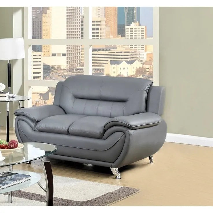 61.3-Inch Faux Leather Pillow Top Arm Loveseat