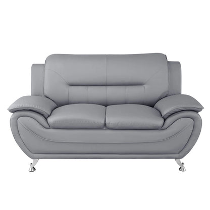 61.3-Inch Faux Leather Pillow Top Arm Loveseat