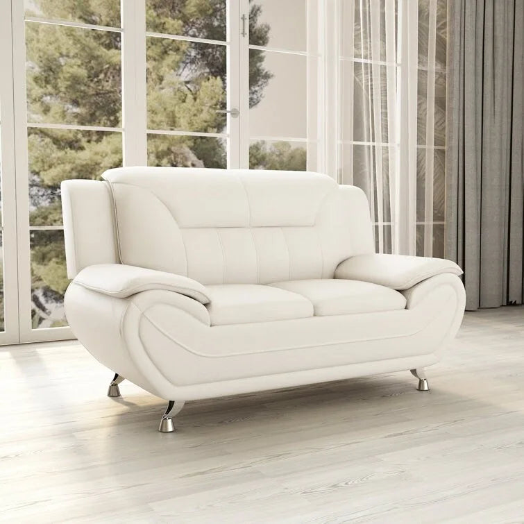 61.3-Inch Faux Leather Pillow Top Arm Loveseat