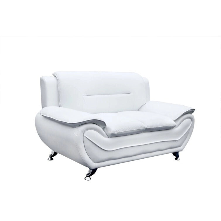 61.3-Inch Faux Leather Pillow Top Arm Loveseat