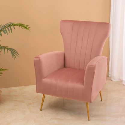 Poltrona d'accento in velluto con gambe dorate