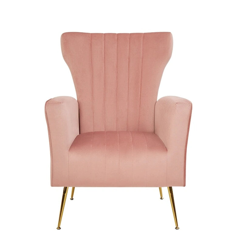 Poltrona d'accento in velluto con gambe dorate