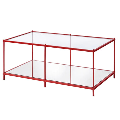 Contemporary 42-Inch Glass Coffee Table with Lower Display Shelf