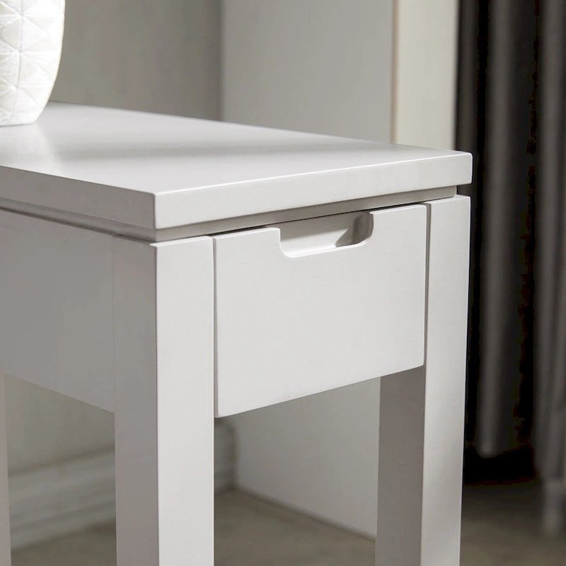 Wood Side Table with Drawer & Built-In Charging Station