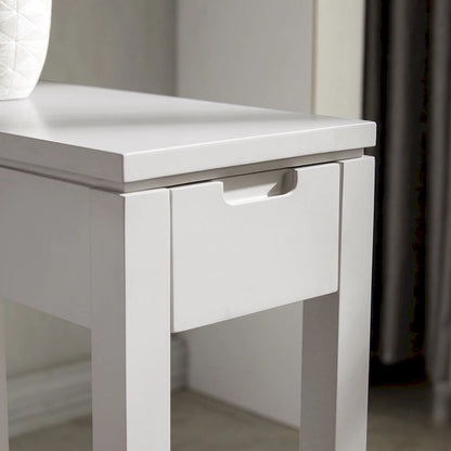 Wood Side Table with Drawer & Built-In Charging Station