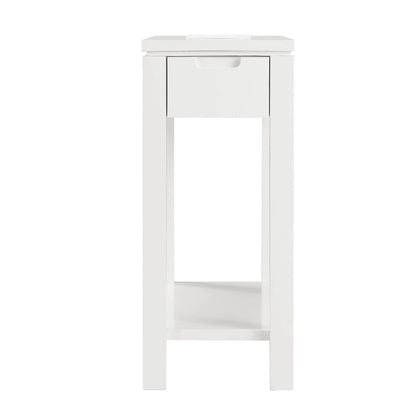 Wood Side Table with Drawer & Built-In Charging Station