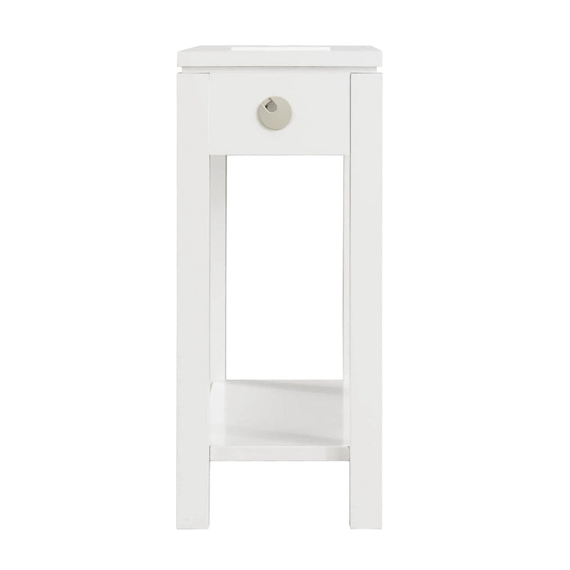 Wood Side Table with Drawer & Built-In Charging Station
