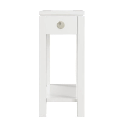 Wood Side Table with Drawer & Built-In Charging Station