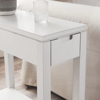 Wood Side Table with Drawer & Built-In Charging Station