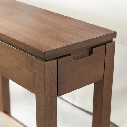 Wood Side Table with Drawer & Built-In Charging Station
