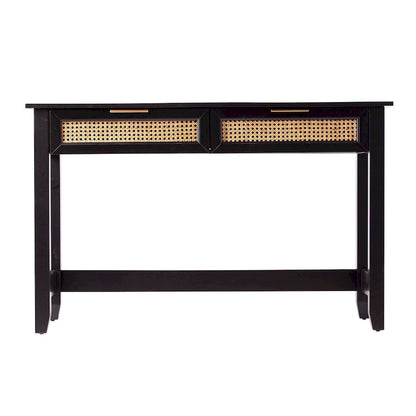 Tavolino Console di Stoccaggio Moderno di Metà Secolo con Ante e Ripiani Aperti