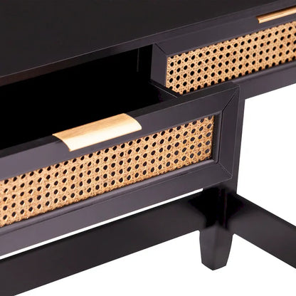Tavolino Console di Stoccaggio Moderno di Metà Secolo con Ante e Ripiani Aperti