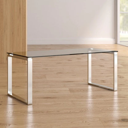 Tavolino da caffè in vetro temperato con gambe a slitta in acciaio inossidabile cromato – 101,6L x 45,7W x 40,6H cm