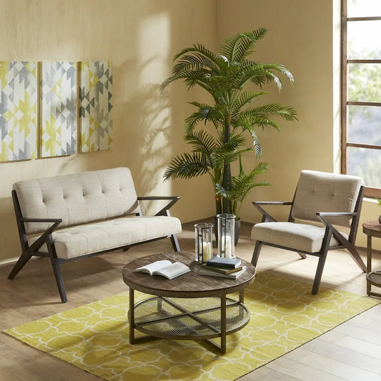 Upholstered Arm Chair with Angled Wood Frame – Modern Living Room Accent