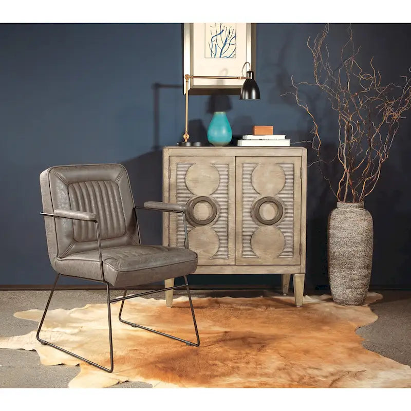 Poltrona con Accenti in Ecopelle con Base a Slitta – Design Moderno e Minimalista