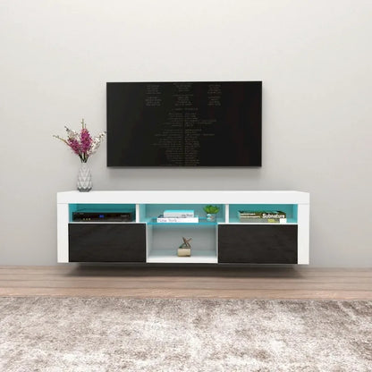 Wall Mounted Floating 63-Inch TV Stand with 16-Color LED Lighting